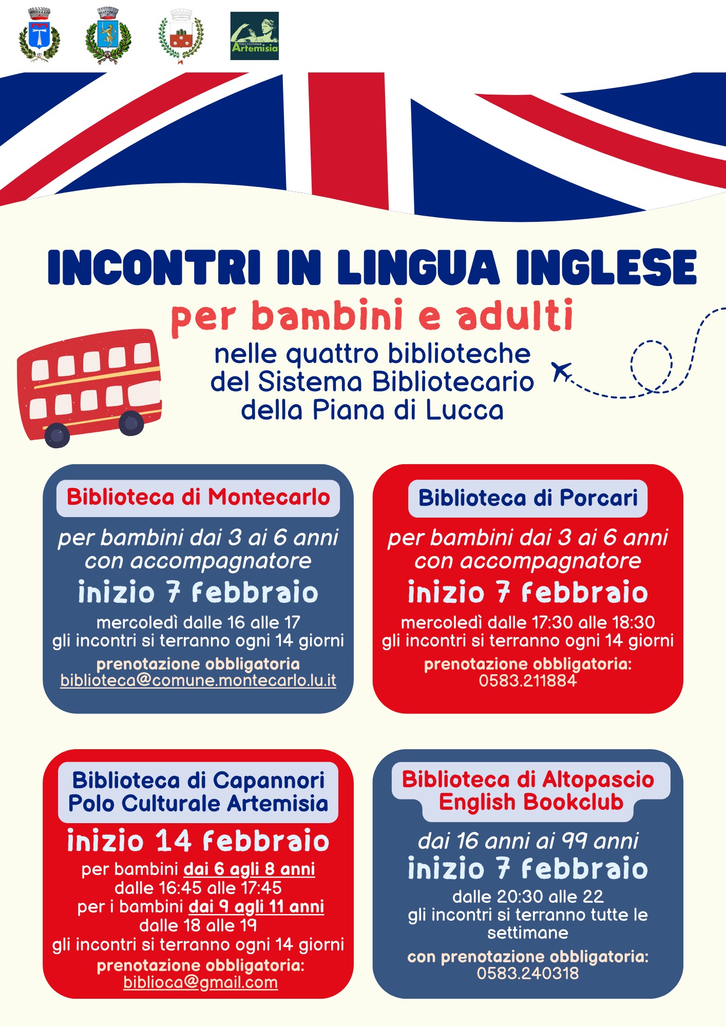 INCONTRI IN LINGUA INGLESE PER BAMBINI E ADULTI