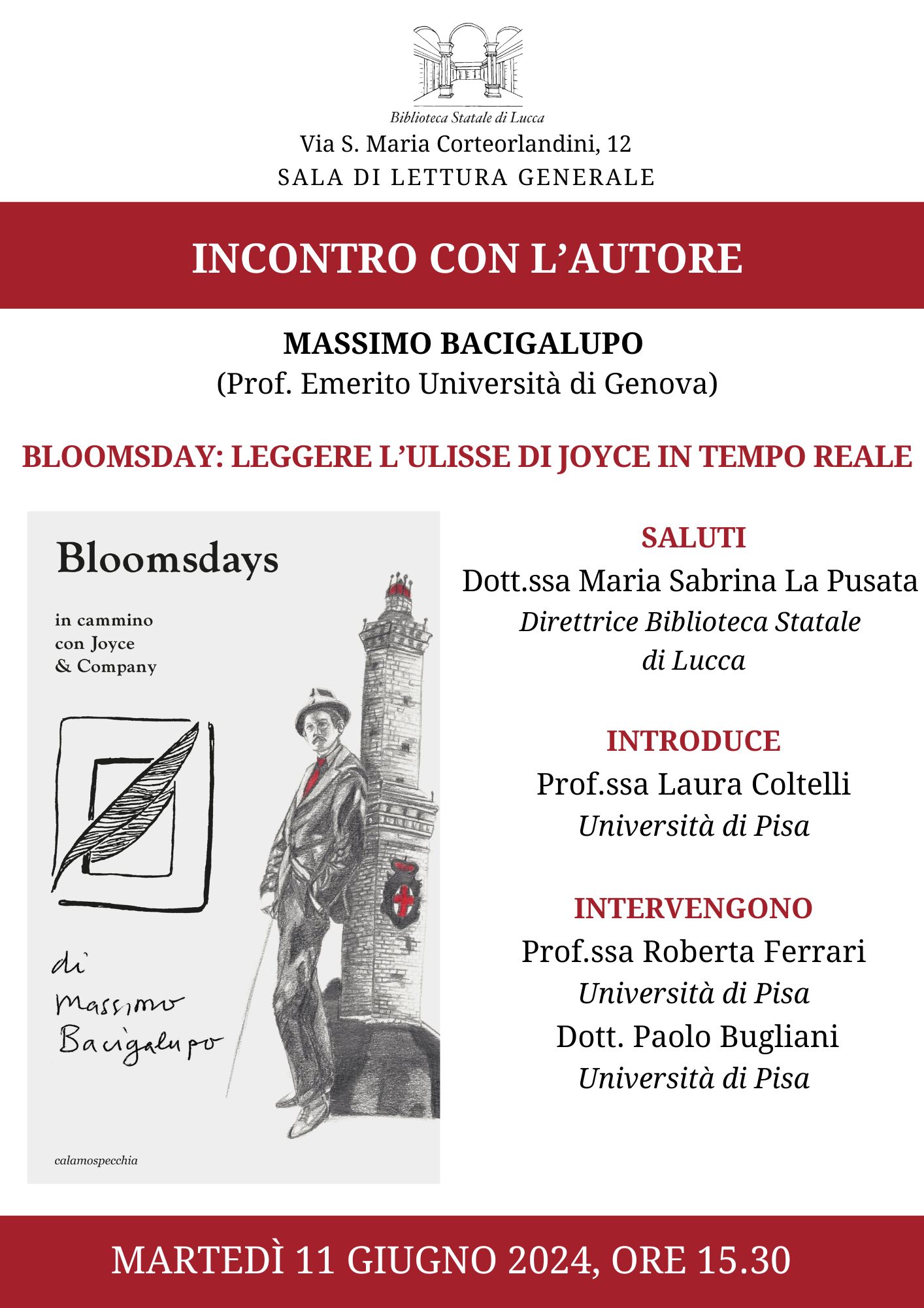 INCONTRO CON L&rsquo;AUTORE. Bloomsday: leggere l'Ulisse di Joyce in tempo reale