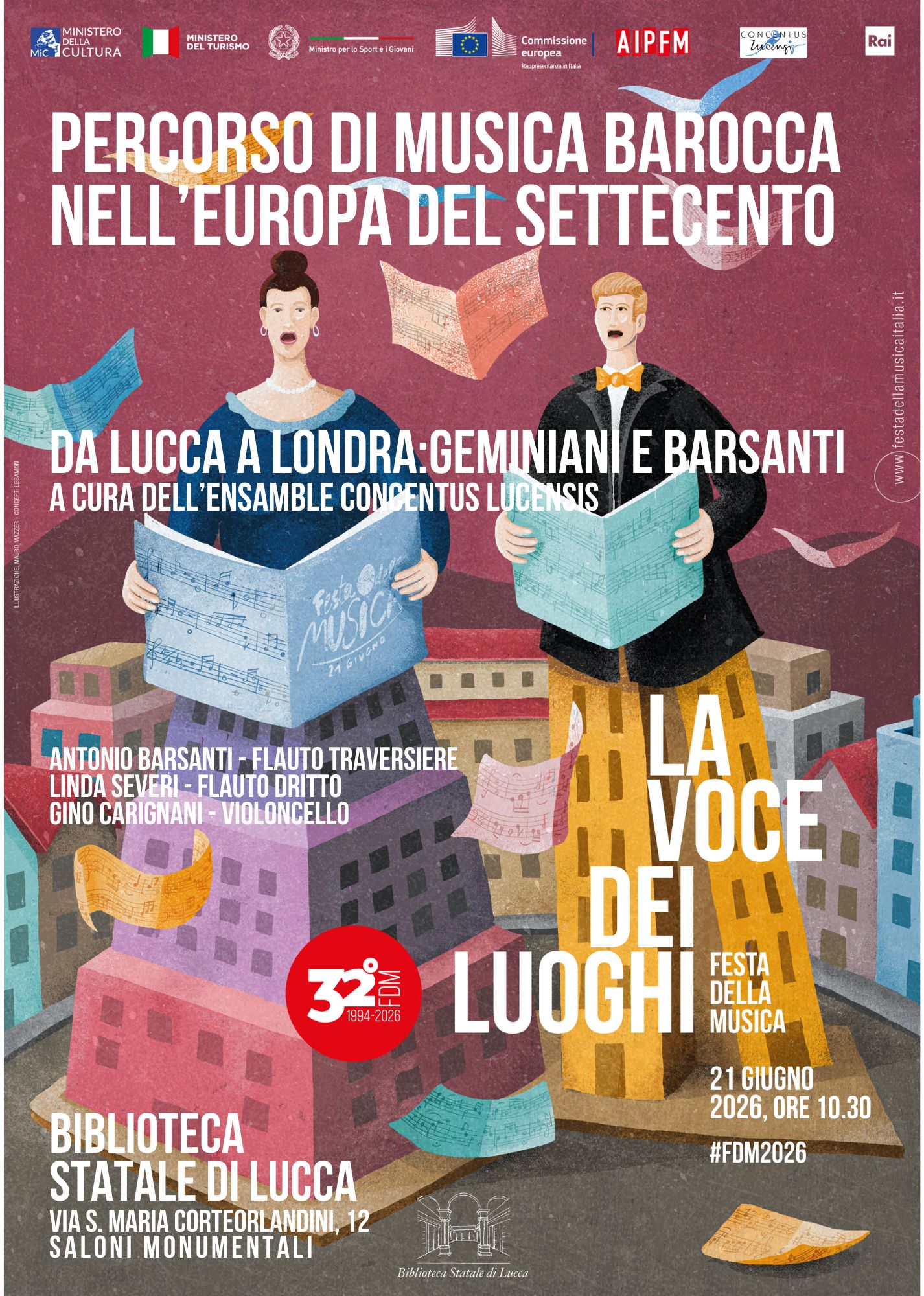 Festa della Musica 2026: Percorso di musica barocca nell&rsquo;Europa del Settecento - Da Lucca a Londra