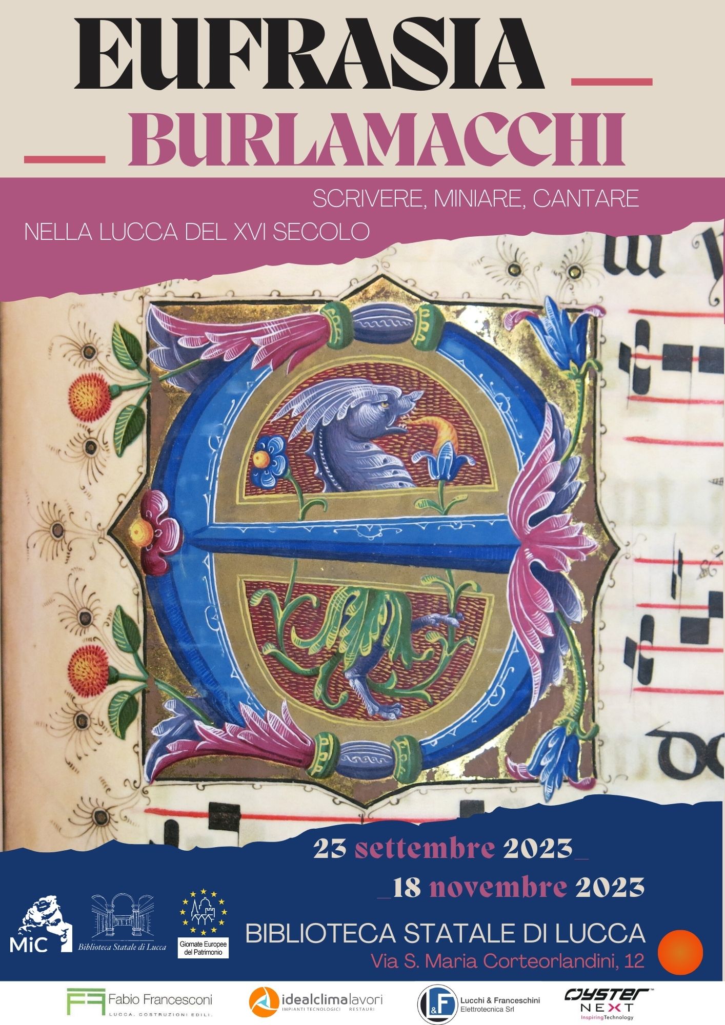 MOSTRA "Suor Eufrasia Burlamacchi (1478-1548):Scrivere, miniare, cantare nella Lucca del Cinquecento